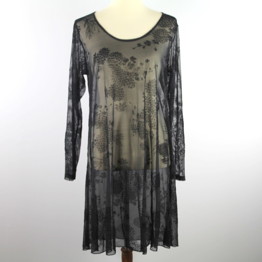 Simpli Best Canada Sheer Mesh Floral Velvet Embroidery Overlay Cover-Up Dress 14
